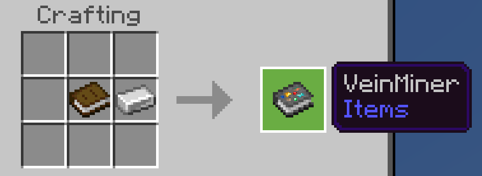 Crafting the VeinMiner configuration book